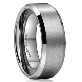 King Will BASIC Unisex 8mm Tungsten Carbide Matte Polished Finish Wedding Engagement Band Ring 10.5