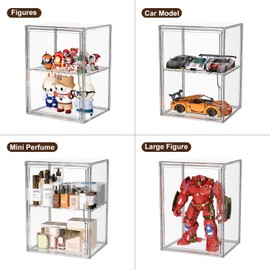 MSHOMELY Acrylic Display Case Compatible with Labubu POP MART, Figure Figurine Hobby Display Case, Blind Box Storage Container Acrylic Storage Box for Collectibles, Model, XX-Large, 3 Pack