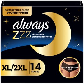 Always ZZZ Overnight Disposable Period Underwear for Women Extra Large, 360° Coverage for Worry-Free Nights, 14 Count (2 Packs of 7)