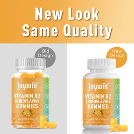 Joywiit Vitamin B2 Gummies | Riboflavin 400mg | B2 Vitamin 400mg Chewable for Adults and Kids, Migraine Relief & Energy and Nervous System Support, Non GMO, Vegan - 60 Counts