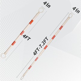 YXINANOM 6 Pcs Retractable Traffic Cone Bar, Expandable Cone Bars from 4ft to 7.2ft for Parking Lots, Road Construction White and Red