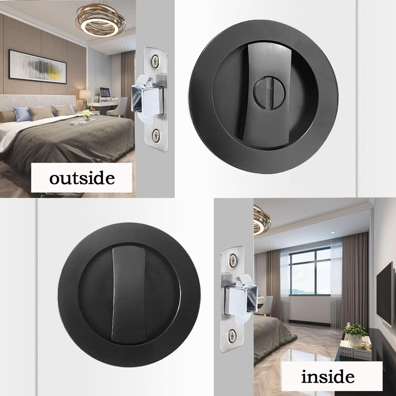 Betensh Keyless Pocket Door Lock - Round Sliding Door Handle,