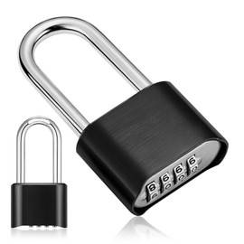 Combination Padlock 4-Digit Locker Padlock Long Shackle Weatherproof Zinc Alloy Heavy Duty Coded Lock for Gym School Locker Garage Outdoor 60mm-