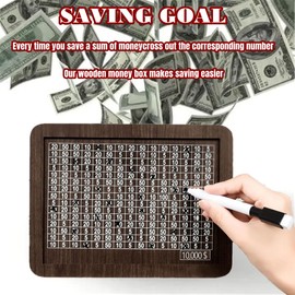 Cash Vault Wooden Savings Box,Piggy Bank for Adults Kids,3D Puzzle Coin Bank with Counting Target,Timber Savings Goals for Boys Grils Money Box (2000 Dollar)