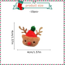 BRTNUP 10Pcs Christmas Hair Clips for Girls Reindeer Santa Hair Clips Christmas Hair Bows Clips Xmas Hairpins for Girls Women Party Christmas Hair Accessories