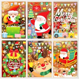 Bighan Christmas Window Stickers, Removable Static Window Stickers Snowflakes Window Clings for Christmas Window Decoration 6PCS