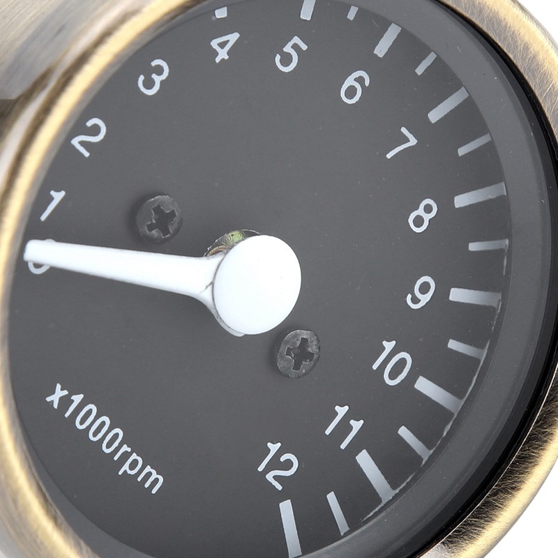 Motorcycle LED Tachometer Speed Meter 12V Universal Autocycle Accessory (Brass)