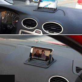 Silicone Car Cell Phone Holder, Dashboard Anti Slip Vehicle GPS Mount Stand Universal Cellphone Mounting Pad Dash Adjustable Smartphone Devices Table Hands Free Mat Reusable Home Office Accessories