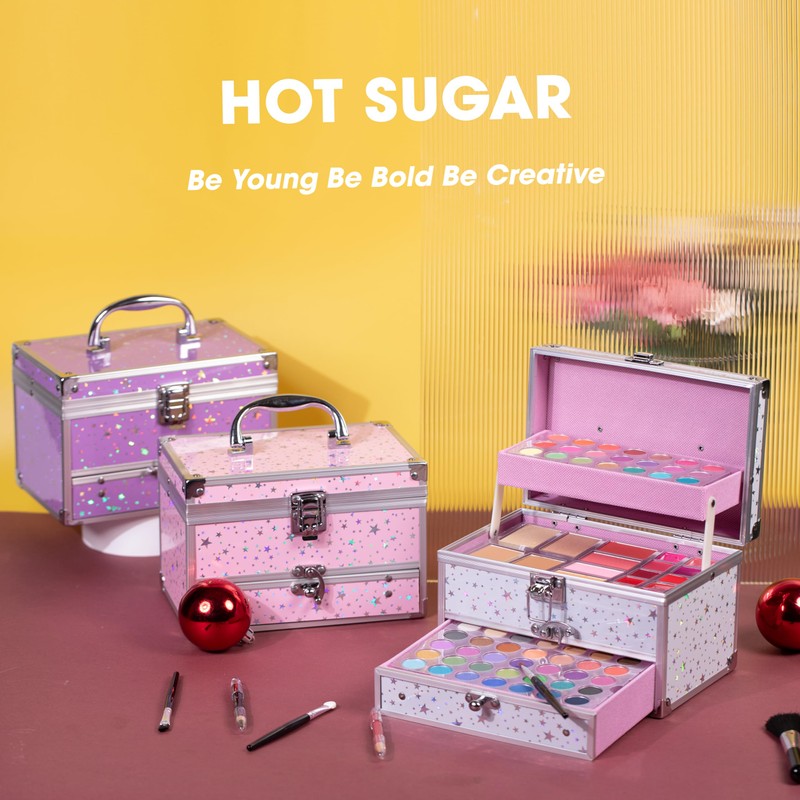 Hot Sugar Makeup Kit for Teens with Train Case, Portable
