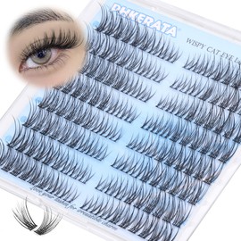 PHKERATA Wispy Lash Clusters Natural Eyelash Clusters 7-15 mm C Curl Eyelash Clusters Lashes 144 pcs Wispy Cat Eye Individual Lashes Clusters DIY Eyelash Extensions