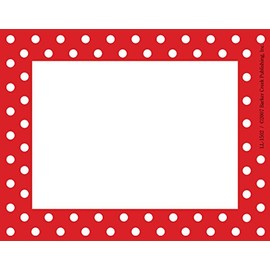 Barker Creek Name Badges & Self-Adhesive Labels, Red & White Dots, Multi-Purpose Name Tags, Gift Tags, Labels, and More! 3.5" x 2.75", 45 per Pkg, Home, School and Office Supplies (1502)