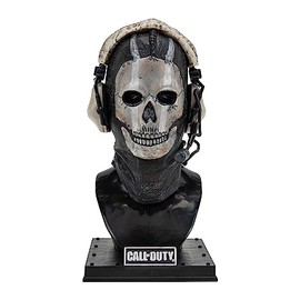 Call of Duty - Estatua de Busto Fantasma de 8 Pulgadas, Estatua de Busto Incluyendo máscara, Auriculares Decorativos y Soporte de exhibición con Peso