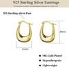 FASHGOOD 925 Sterling Silver Chunky Hoop Earrings for Women,14K Gold