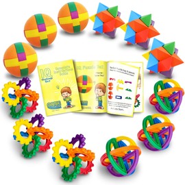 Gamie IQ Challenge Set, Brain Teaser Puzzles, Fun Puzzle Balls with Free Colorful Instruction Guide, Party Games, Includes 12 Fun and Challenging Puzzle Balls, Great Educational Toy for Kids