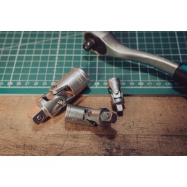 Universal Cardan Joint 1/4 inch Double Square Drive by WIESEMANN 1893 with 6.3mm (1/4”) Drive | Chrome-Plated CV Steel | 80874