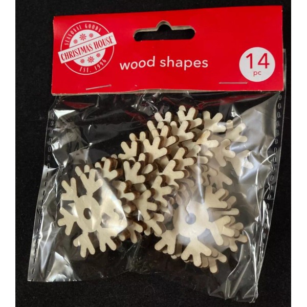 Christmas House - Snowflake - Wood Shapes - 14 Pieces