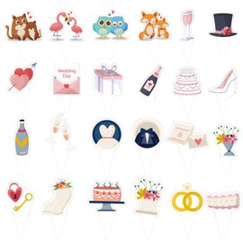 Pack of 24 Wedding Cupcake Toppers Sweet Love Bride and Groom Picks Decorations for Wedding Engagement Bridal Shower Party Supplies