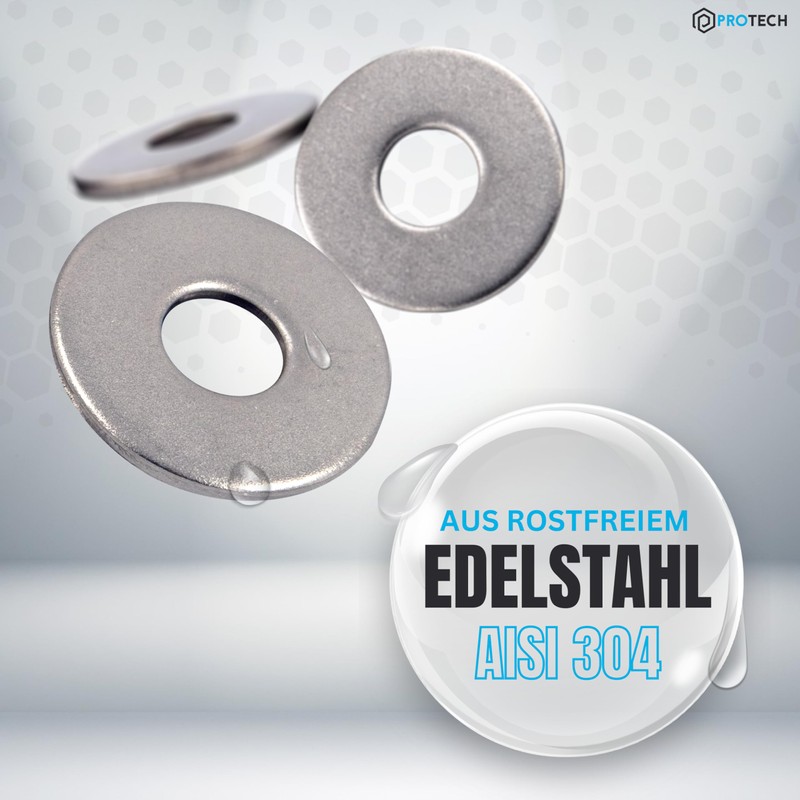 PROTECH Pack of 10 M18 Large Washers DIN 9021 Stainless