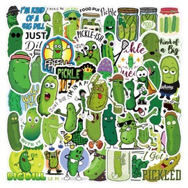 60PCS Funny Pickle Stickers Cartoon Cucumber Stickers for Water Bottles Laptop Phone Luggage Journal, Kechup Vinyl Waterproof Stickers for Adults Funny Decals