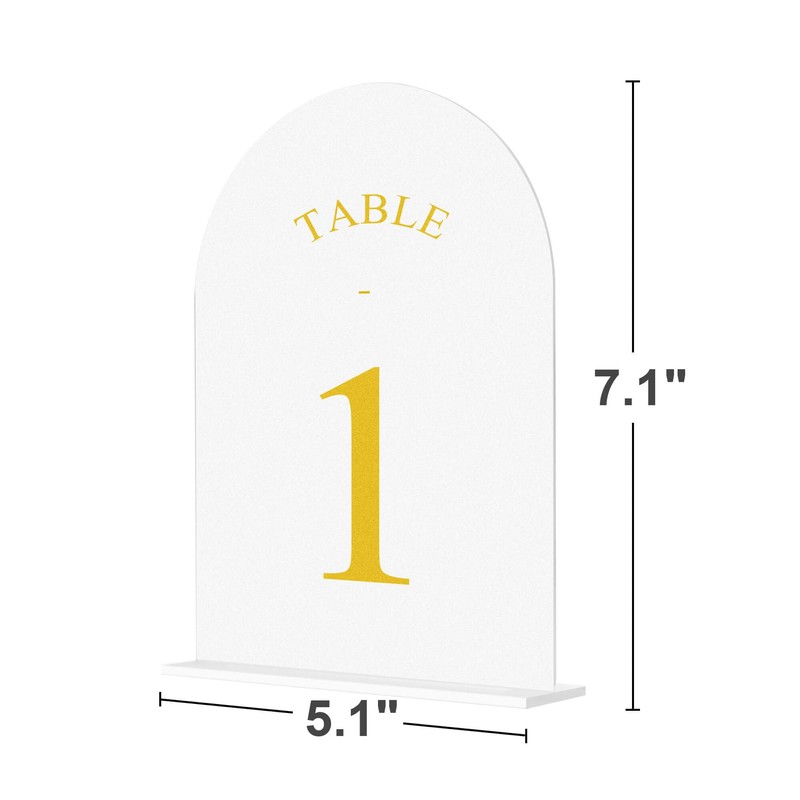 JOYIT Frosted Arch Wedding Table Numbers 1-10 with Stands –