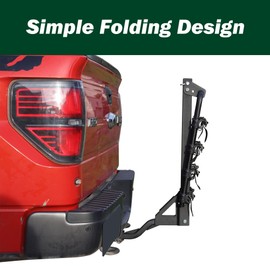 Rockland Foldable 4-Bike Rack, 120 lbs Capacity, Hitch Mount Bike Rack with Pin Clip, Bike Carrier Rack for 1.25" and 2" Receiver for Cars SUVs Vans RVs