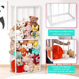Ibnotuiy Stuffed Animal Zoo Storage Stuffed Animal Holder PVC Plush Storage Organizer Shelf with Elastic Band for Nursery Play Room Bedroom