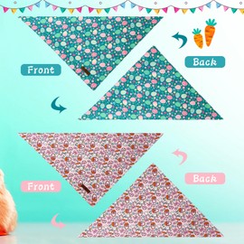 Lionet Paws Easter 2pcs Dog Bandanas, Pink Cute Rabbit Egss Dog Scarf Bib Premium Fabric, Happy Easter Green Bandanas for Medium Large Dogs Pets