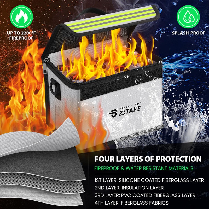 ZJTAPE Lipo Safe Bag, Fireproof, Explosion-proof Battery Bag, Large Storage