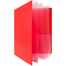 JAM PAPER Heavy Duty Plastic Multi Pocket Folders - 10 Pocket - Red - Sold Individually