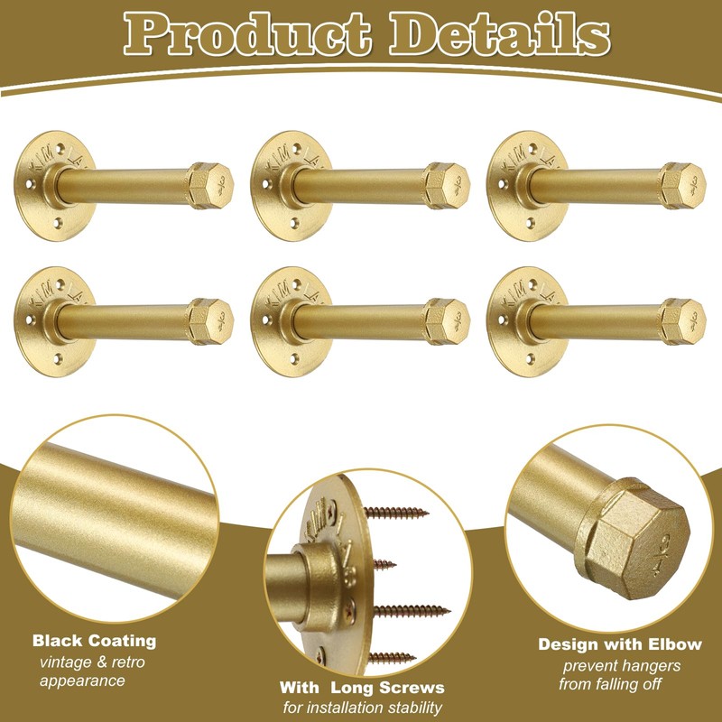 BTSKY 6 Pack Clothes Rack with Screws, 6 Inch Metal