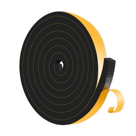 Weather Stripping Door Seal,Weather Stripping,Soundproof,Cold Insulation,High Density CR Foam Insulation Tape for Door, Front Door Frame, Windows,Sliding Door (Black, 1/2 in x 1/2 in x 13Ft)