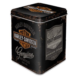 Nostalgic-Art Retro Tea Canister 100g Harley-Davidson - Genuine Logo - Gift Idea for Bikers - Loose Tea Bag Storage - Vintage Design