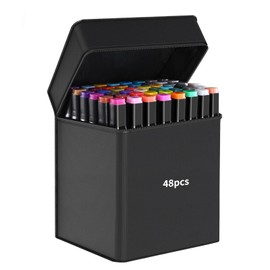 RMIVEGLIA Alcohol Marker Pens Set, 48 Colours, Double-Sided Brush, Felt Pens Children, Also for Adults, Graffiti Pens with Chisel Brush and Colour Tip, for Sketching, Drawing and Calligraphy