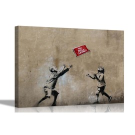 No Ball Games by Banksy Framed Canvas Prints Urban Street Art Hanging Wall Decoration Graffiti Artwork 30 x 20cm (12 x 8 inches) A4