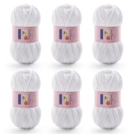 6 Pack Chunky Yarn for Crocheting - Chenille Bulky Blanket Yarn for Crochet and Knitting Blankets, Amigurumi, Craft, Hat, Shoes, Plush Fluffy Soft 71 yds/3.5 oz Each Skein (Pure White)