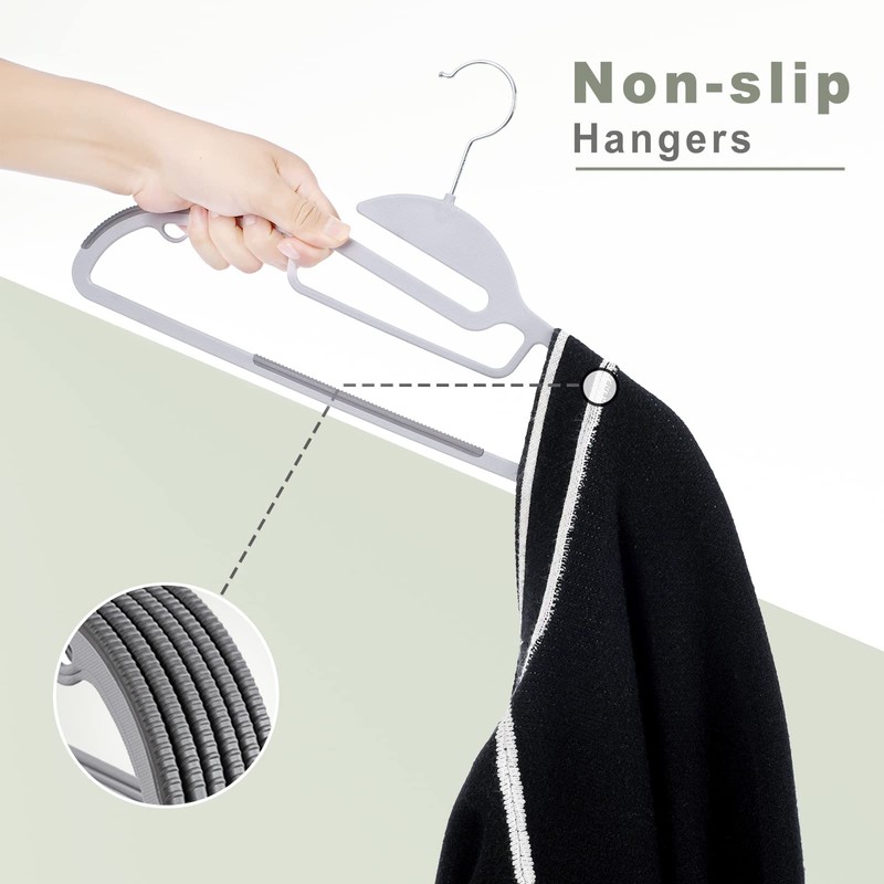 BAGAIL Plastic Hangers 50 Pack with Non-Slip Design,0.2 Inches Thick,