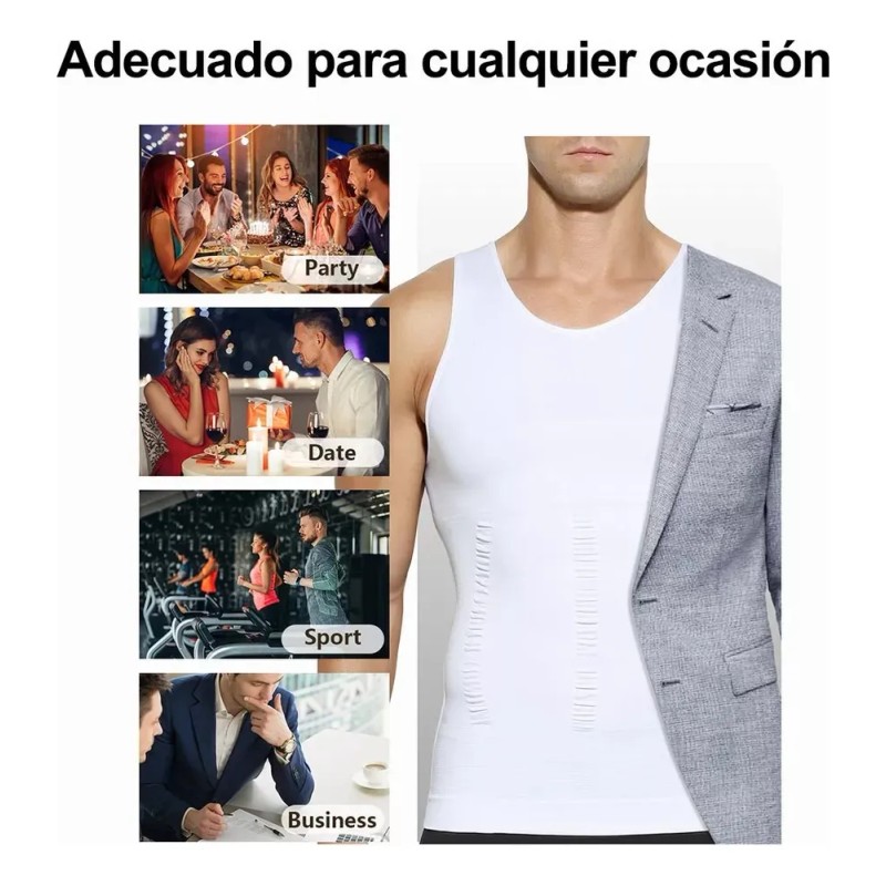 Camiseta 3pzs Para Corregir Postura Hombre Fajas Cinturillas