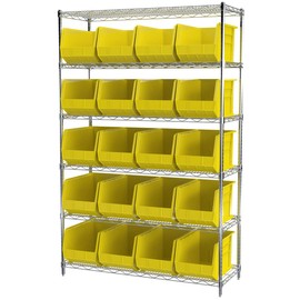Akro-Mils 30260 AkroBins Plastic Storage Bins, Space-Saving Stackable Bins, Garage Organization Bins, Closet, Classroom Organization, Craft Storage, 18-Inch x 11-Inch x 10-Inch, Yellow, 6-Pack