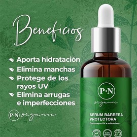 Serum facial PROTECCIÓN Organic | Suero facial con ingredientes 100% naturales, orgánico y vegano con Flor de Cempasuchil, Salvado de arroz, Probióticos, Granada para la piel. Protege contra rayos UV y la contaminación 50ml