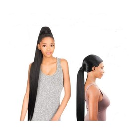 New Born Free Synthetic High Heat Resistant Fibers Wrap & Tail Straight 40 Inch with Combs Easy Styling Ponytail - PWS40 (DYX1B/RED_WINE)