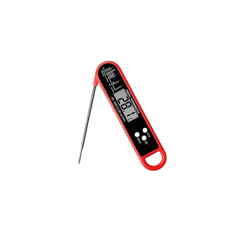 Meat Thermometer with 3-Second Instant Read, Backlit LCD, Calibration &