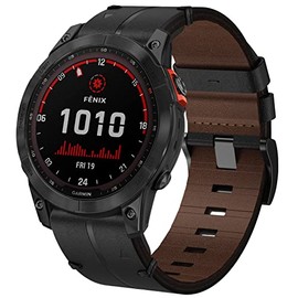 Leather Strap Garmin Fenix 7X Band, 26mm QuickFit Genuine Leather Band Replacement Strap for Garmin Fenix 7X/Fenix 6X/Fenix 6X Pro/Fenix 5X/Fenix 5X Plus/Fenix 3/HR/Descent MK1/D2 Delta PX/D2 Charlie
