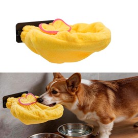 Cuyacili Asciugamano per cani con supporto da parete per asciugare il viso e la bocca del cane, super assorbente, per addestrare il cane a pulire il viso dopo aver bevuto