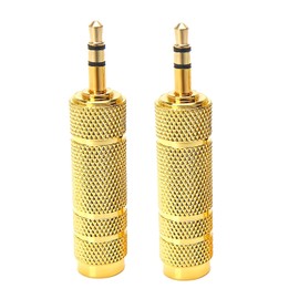 6.35mm 3.5mm Conversion Adapter (2pcs) Stereo Standard Plug to Stereo Mini Plug Female Male Gold Plated for Headphones, Microphones, Musical Instruments and More