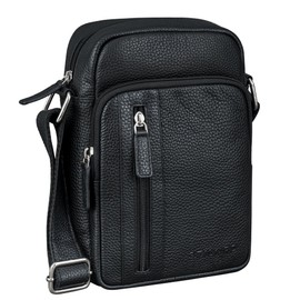 STILORD 'Amadeo' Elegant Shoulder Bag Men's Small Leather Crossbody Bag for Hanging Small Men's Bag 8.3 Inch Tablet Leather Bag Men Shoulder Bag Genuine Leather, black, S