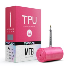 CYCLAMI 1PC 65g TPU Inner Tube MTB26/27/29 inch x 1.9-2.5 Bicycle TPU Tube Mountain Bike Ultra Light Durable Metal Presta Valve Length 45mm