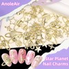180 Pcs Metal Golden Star Planet Bow Nail Charms, Gold