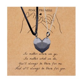 Matching Couple Necklaces Love Heart Necklace for Couples Relationship Gifts for Boyfriend Girlfriend Best Friend (A: black couple necklace)