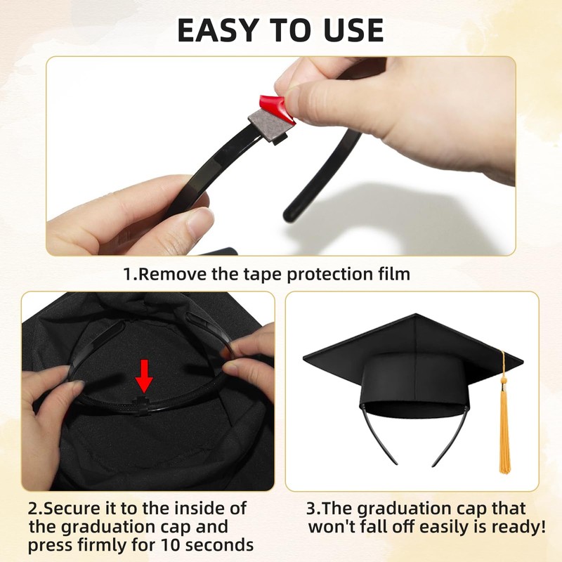 Bachelor Hat Headband, Graduation Hat Headband Insert, Black, Graduation Hat