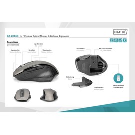 ZUB Digitus ergonomsiche optische Maus black grey